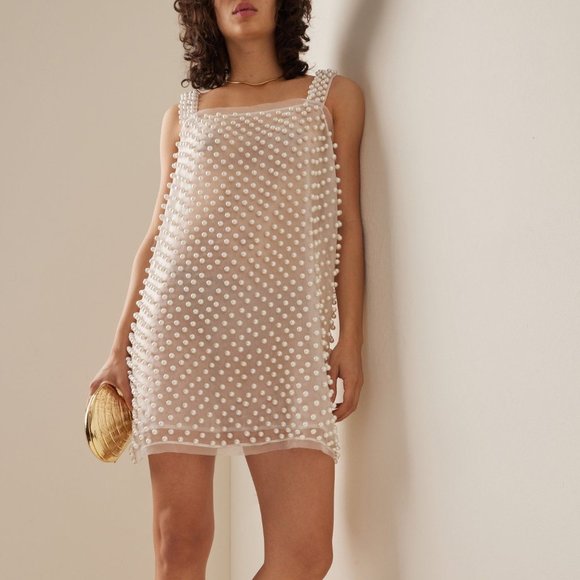 NWT Love Shack Fancy Kayana Pearl Mini Dress - Picture 1 of 7